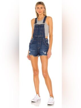 Hollister Boyfriend Short Overalls Slim Stretch Size XS